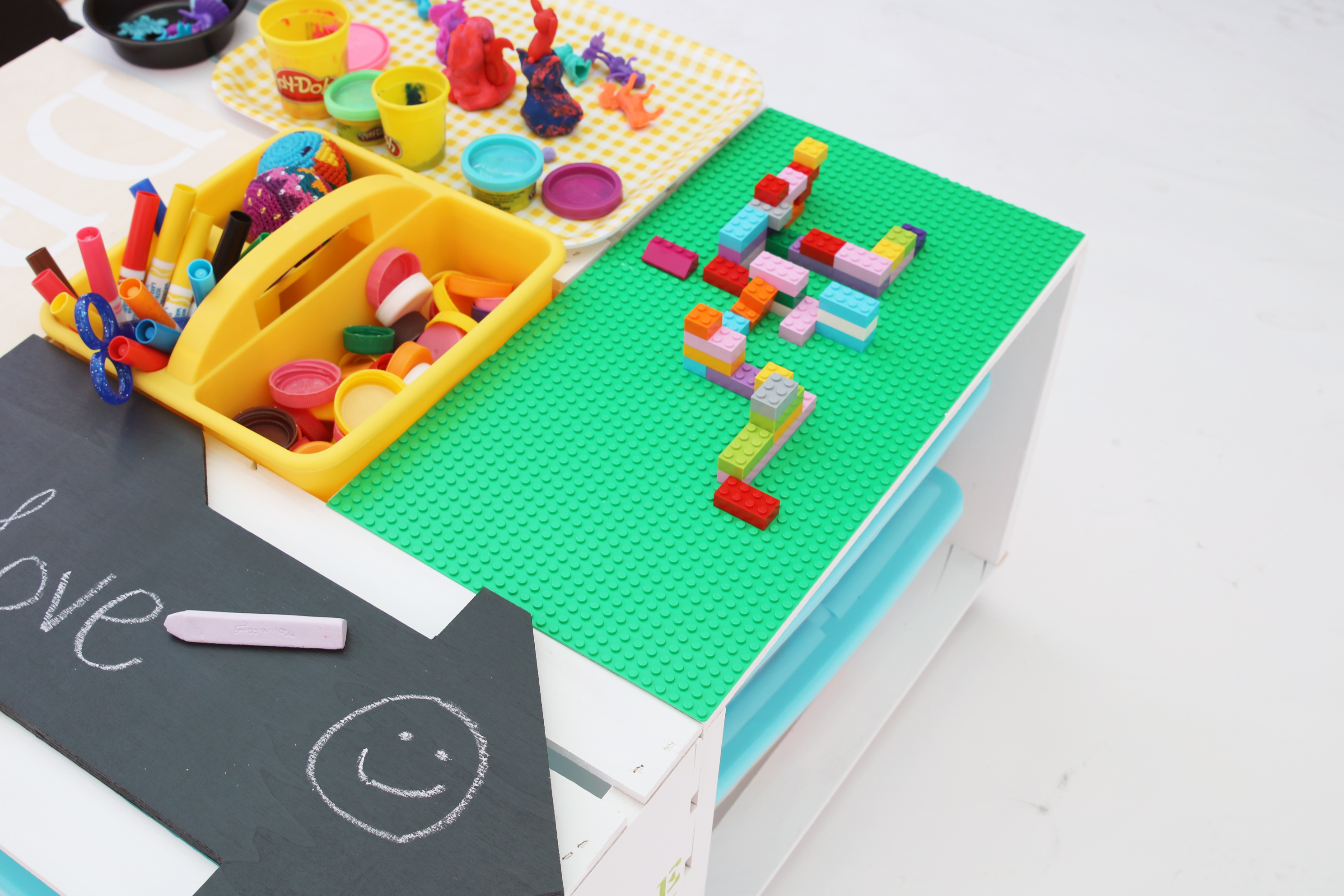 DIY Kids Activity Center / Lego Table made with 4 Wood ...