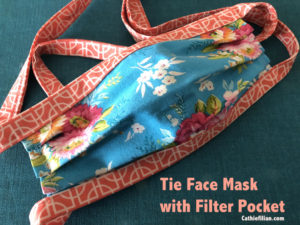 how to sew tie face mask with filter pocket