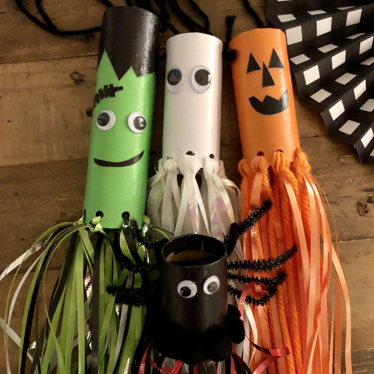 Recycled Halloween Kids Craft Paper Tube Windsocks - CATHIE