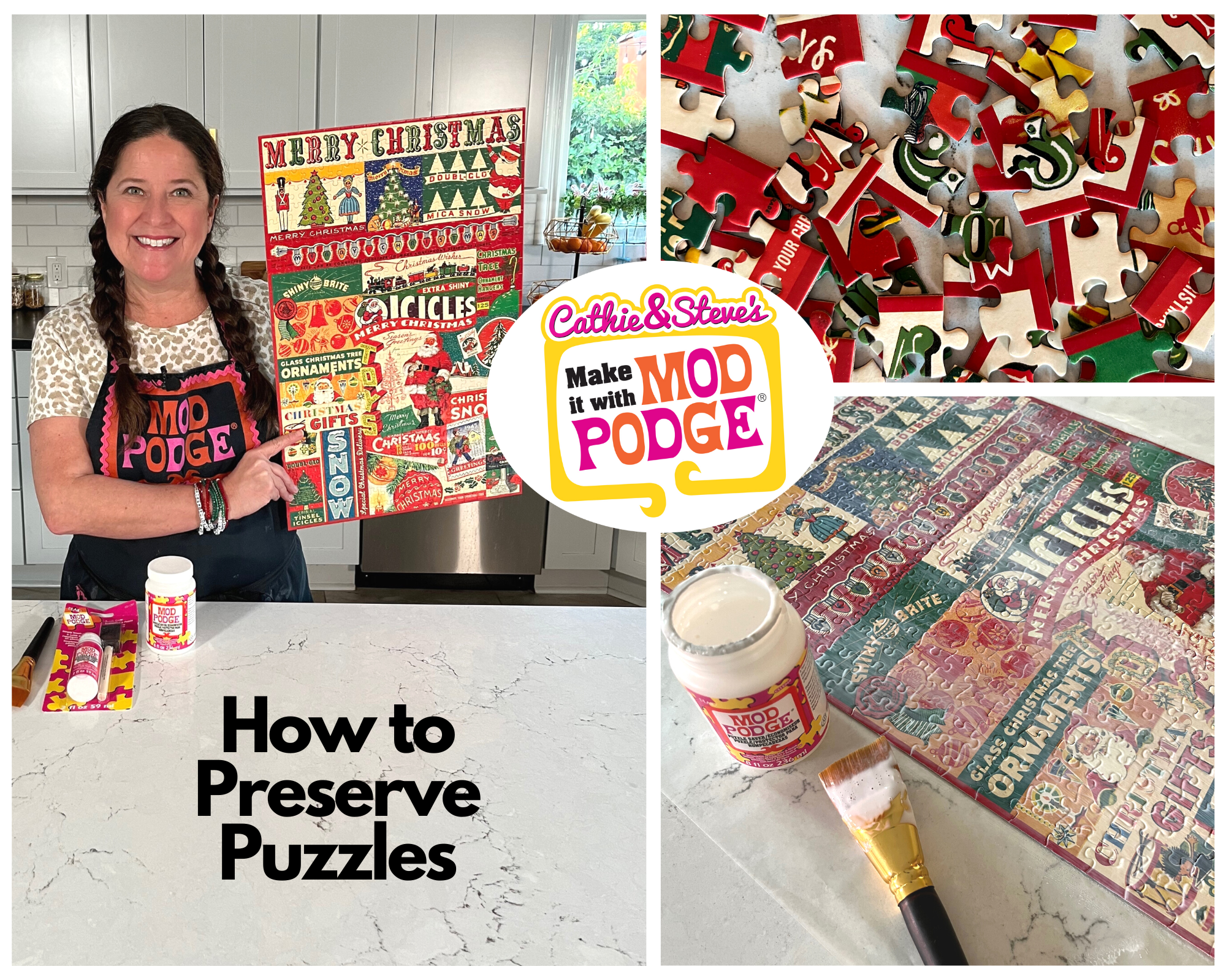 How to Glue Preserve Seal a Puzzle with Mod Podge - CATHIE FILIAN's  Handmade Happy Hour