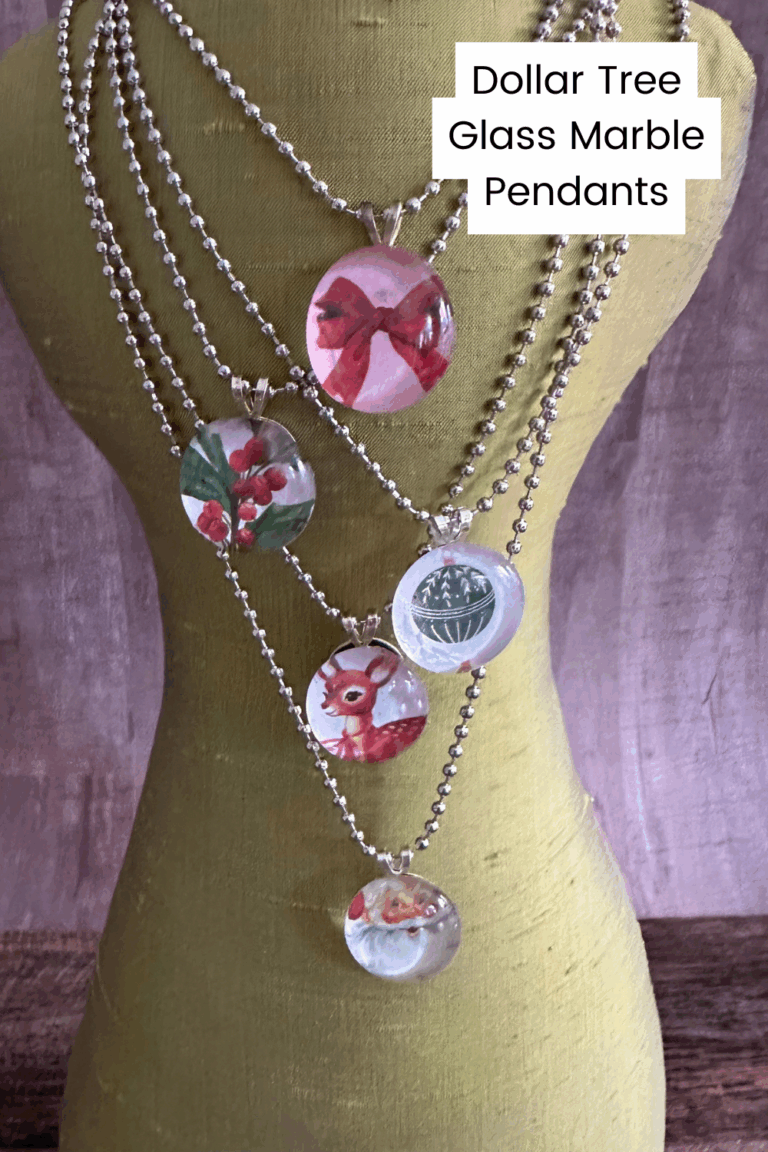 Dollar Tree Glass Marble Pendant Necklaces with Mod Podge CATHIE